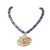 Ocean Electroplated Natural Scallop Shell Pendant Natural Mixed Stone Rondelle Braided Bead Necklaces NJEW-JN06445-4