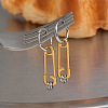 Two Tone 304 Stainless Steel Hoop Dangle Earrings for Women HI0362-2-3