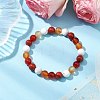 8.5mm Round Natural Carnelian & Howlite & Carnelian & Red Jasper Bead Stretch Bracelets for Women BJEW-JB10944-01-4