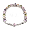 Platinum Tone Brass Micro Pave Cubic Zirconia Tennis Bracelets BJEW-B160-03P-03-4