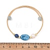 Round & Oval Natural Apatite & Lapis Lazuli & Dyed Quartz & Cultured Freshwater Pearl & Non-magnetic Synthetic Hematite Beaded Bangles BJEW-JB14080-01-4
