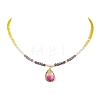 2Pcs 2 Styles Violet K9 Glass Teardrop Heart Pendant Colorful Electroplated Glass Faceted Rondelle Beaded Necklaces NJEW-JN05753-4