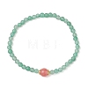 Natural Green Aventurine & Cherry Quartz Glass Round Beaded Stretch Bracelets for Women BJEW-JB11927-02-2