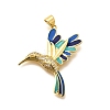 Rack Plating Brass Micro Pave Cubic Zirconia Enamel Pendants X-KK-L226-002G-02-1