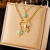 Retro Stainless Steel Double Layer Necklaces PW-WG35A2F-01-1