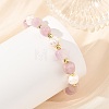 Natural Kunzite Nuggets and Potato Natural Cultured Freshwater Pearl Beaded Bracelets BJEW-JB14388-2