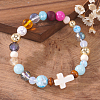 Synthetic Howlite & Glass & Plastic & Zinc Alloy & Brass & Wood Beads Stretch Bracelets for Women JJ5284-6