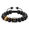 Natural Tiger Eye & Lava Rock Round Beads Adjustable  Bracelets TV6214-15-1