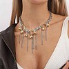 Brass & Alloy Round Ball Chain Tassel Bib Necklaces for Women WGA86A7-01-2
