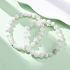 Natural Moonstone Round Beaded Stretch Bracelets for Men Women BJEW-G743-01G-2