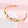 304 Stainless Steel Rhinestone Cuff Bangles for Women BJEW-L610-23G-3