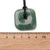 Natural Green Aventurine Square Pendants Black PU Leather Cord Necklaces NJEW-K285-01B-5