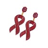 Awareness Ribbon Alloy Rhinestone Dangle Stud Earrings FS-WGFB19B-01-3