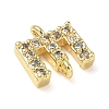 Brass Micro Pave Clear Cubic Zirconia Letter Links Connector Charms KK-I382-07G-E-2