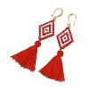 Glass Seed Beads & Brass Dangle Earrings for Women EJEW-MZ00800-6