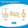 6Pcs 925 Sterling Silver Pave Clear Cubic Zirconia Flat Round Charms STER-PH0004-46G-3