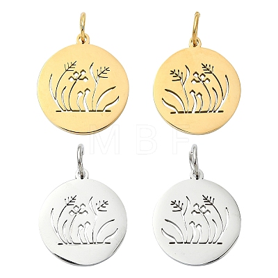 2Pcs 2 Colors Stainless Steel Pendants STAS-YW0011-15-1