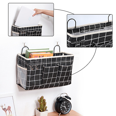 Tartan Pattern Polycotton Bedside Caddy for Student Dorm AJEW-WH0001-81-1