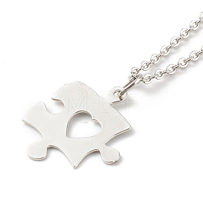 Tarnish Resistant 304 Stainless Steel Puzzle Piece Pendant Necklaces Sets NJEW-JN03516-02-1