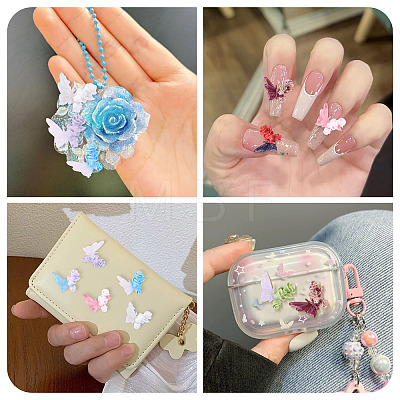 40Pcs 8 Styles Luminous Resin Butterfly with Flower Cabochons CRES-TA0001-98-1
