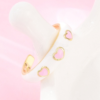 Brass Enamel Cuff Open Rings RJEW-P190-01G-01-1