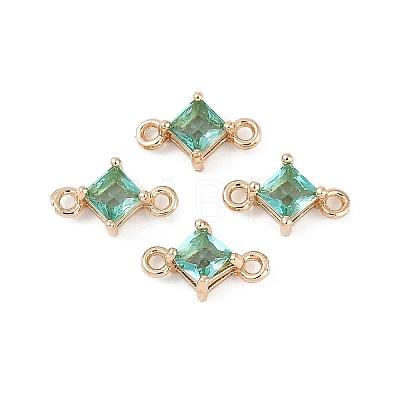 Brass Pave Glass Rhombus Links Connector Charms GLAA-Q088-001B-1