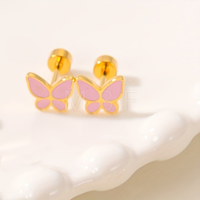 Butterfly Stainless Steel Enamel Stud Earrings XO5160-6-1