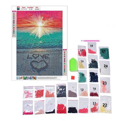 DIY 5D Beach Theme Pattern Canvas Diamond Painting Kits DIY-C021-23-1