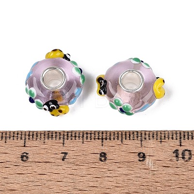 3D Lampwork & Brass Core European Beads LAMP-Q042-01C-1