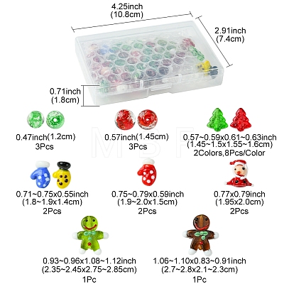 Christmas Theme Handmade Lampwork with Transparent Glass Bead Set DIY-FS0006-97-1
