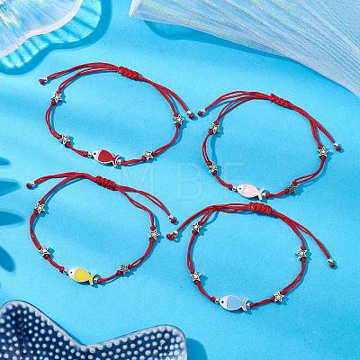 Nylon Braided Bead Bracelets for Women Men BJEW-JB11312-1