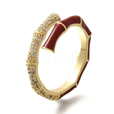 Brass Micro Pave Clear Cubic Zirconia Cuff Rings for Women RJEW-U040-02G-02-1