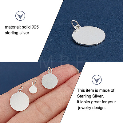   6Pcs 3 Size 925 Sterling Silver Stamping Blank Tag Pendants STER-PH0001-16-1