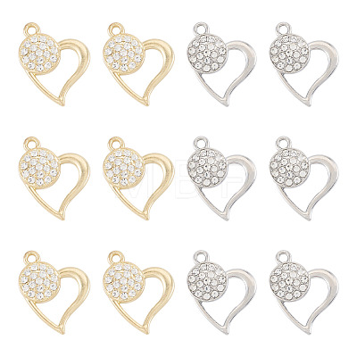 16Pcs 2 Colors Rack Plating Alloy Micro Pave Rhinestone Pendants FIND-TA0010-16-1