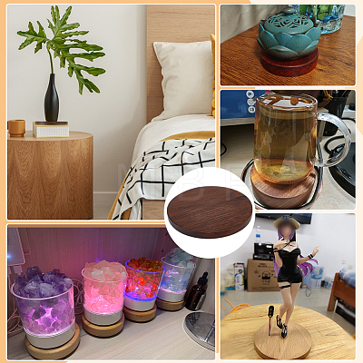 1Pc Flat Round Wood Display Pedestals AJEW-WH0485-37B-1