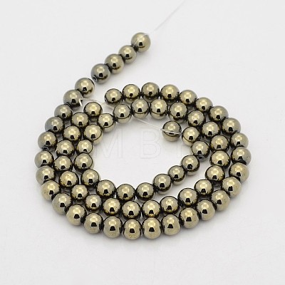 Round Non-magnetic Synthetic Hematite Beads Strands G-D617-6mm-26-1