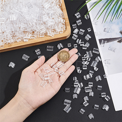  800Pcs 4 Style Transparent AS Plastic Base Buckle Hair Findings FIND-NB0004-37-1
