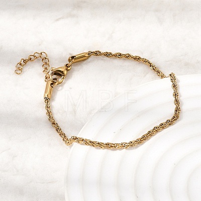 304 Stainless Steel Rope Chain Bracelets for Women BJEW-P395-01G-1