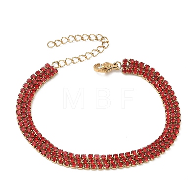 304 Stainless Steel Rhinestone Cup Chain Multi-strand Bracelets for Women BJEW-P376-01G-03A-1