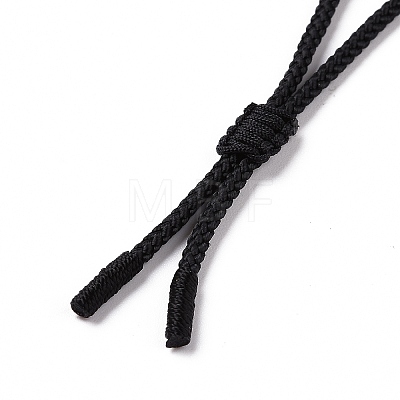 Natural Rose Quartz Sailor's Knot Pendant Necklace with Nylon Cord for Women NJEW-E091-02E-1