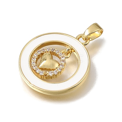 Brass Micro Pave Clear Cubic Zirconia with White Enamel Pendants CU-CBAA556-08A-1