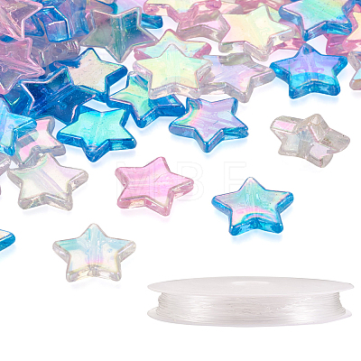 Beadthoven 480Pcs 3 Colors Star Transparent Acrylic Beads DIY-BT0001-17-1
