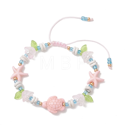 Synthetic Turquoise & Natural Howlite & Imitated Pearl Acrylic Beads Beaided Bead Bracelets BJEW-MZ00343-01-1