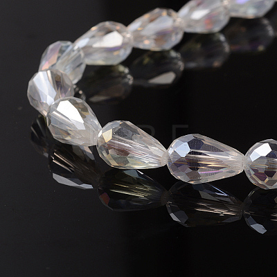 Faceted Teardrop Electroplate Glass Beads Strands X-EGLA-D015-15x10mm-01-1