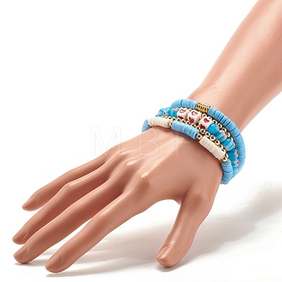 5Pcs 5 Style Polymer Clay Heishi Beaded Stretch Bracelets Set BJEW-JB07532-02-1