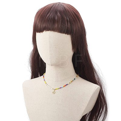 Natural Cultured Freshwater Pearl & Glass Seed Beaded Necklaces NJEW-JN04263-1