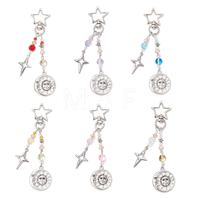 Glass Bead & Alloy Pendant Decorations HJEW-JM03016-1