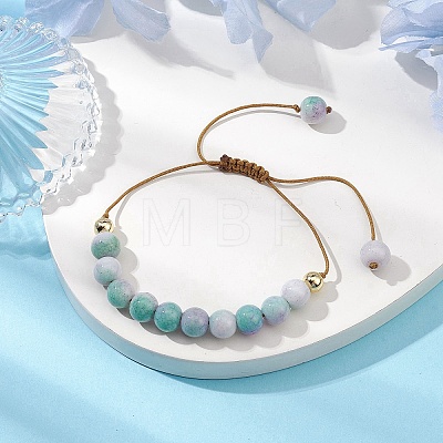Adjustable Round Opaque Crackle Glass Braided Bead Bracelets for Women Men BJEW-JB10693-1