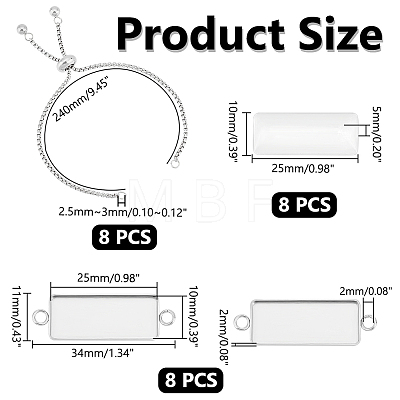 Unicraftale DIY Blank Rectangle Dome Link Bracelet Making Kit DIY-UN0005-31-1