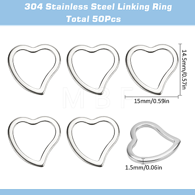 SUNNYCLUE 50Pcs 304 Stainless Steel Linking Ring STAS-SC0007-50-1